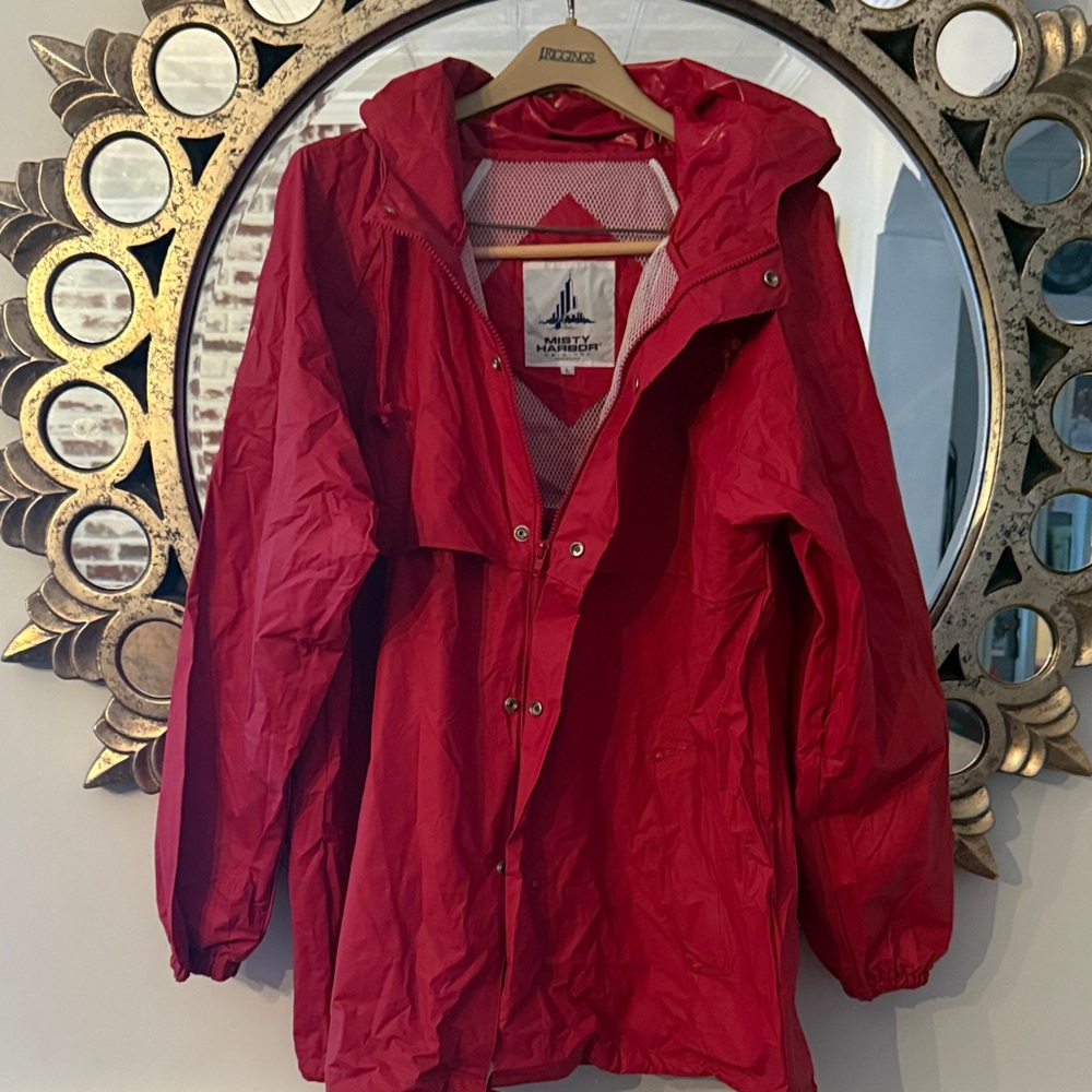 Red raincoat men’s size Large
